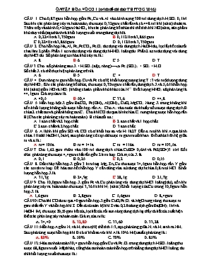 Đề ôn tập Hóa học vô cơ - Đề 1 (Kèm đáp án)